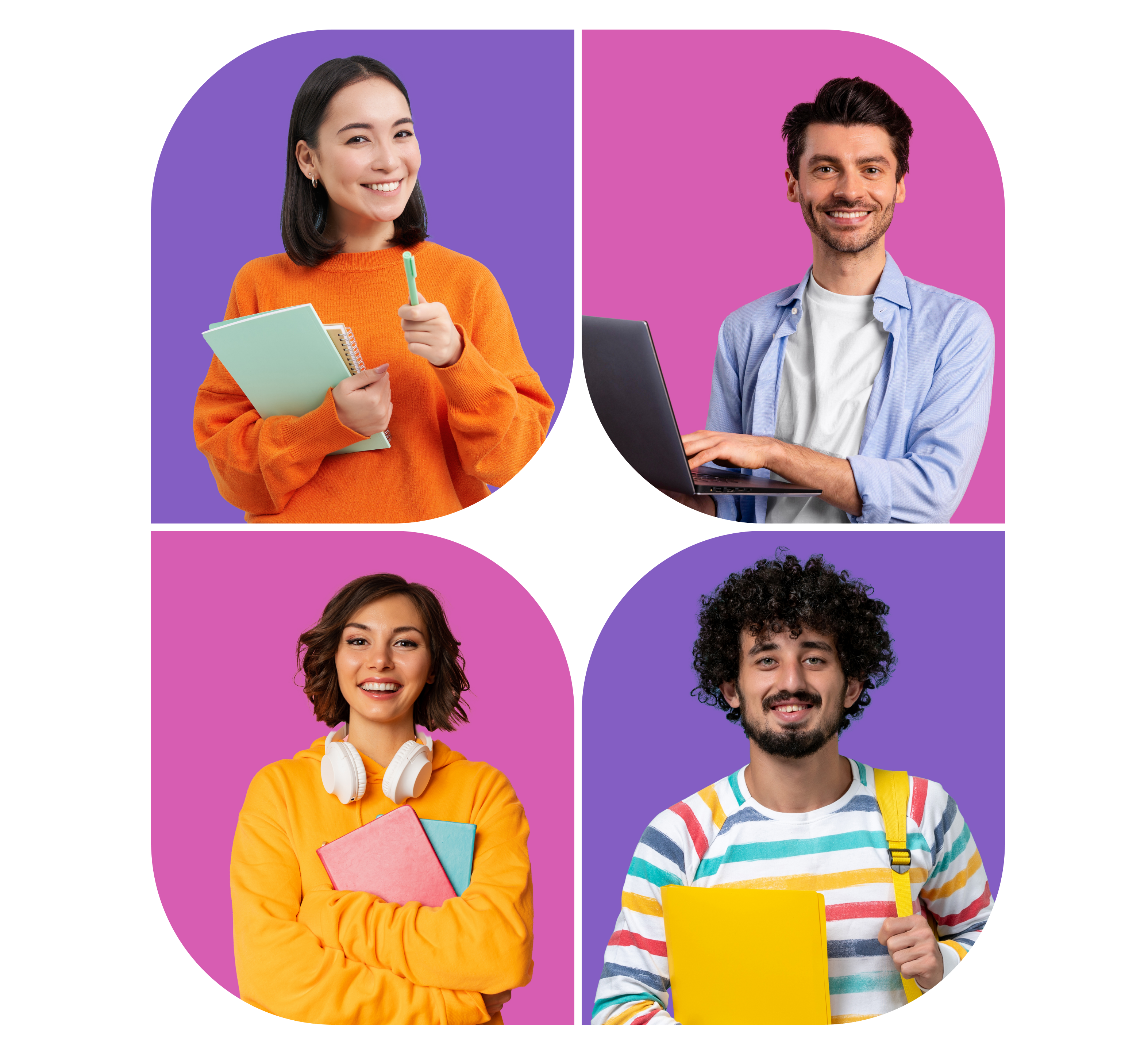 images of 4 students, 2 men and 2 women